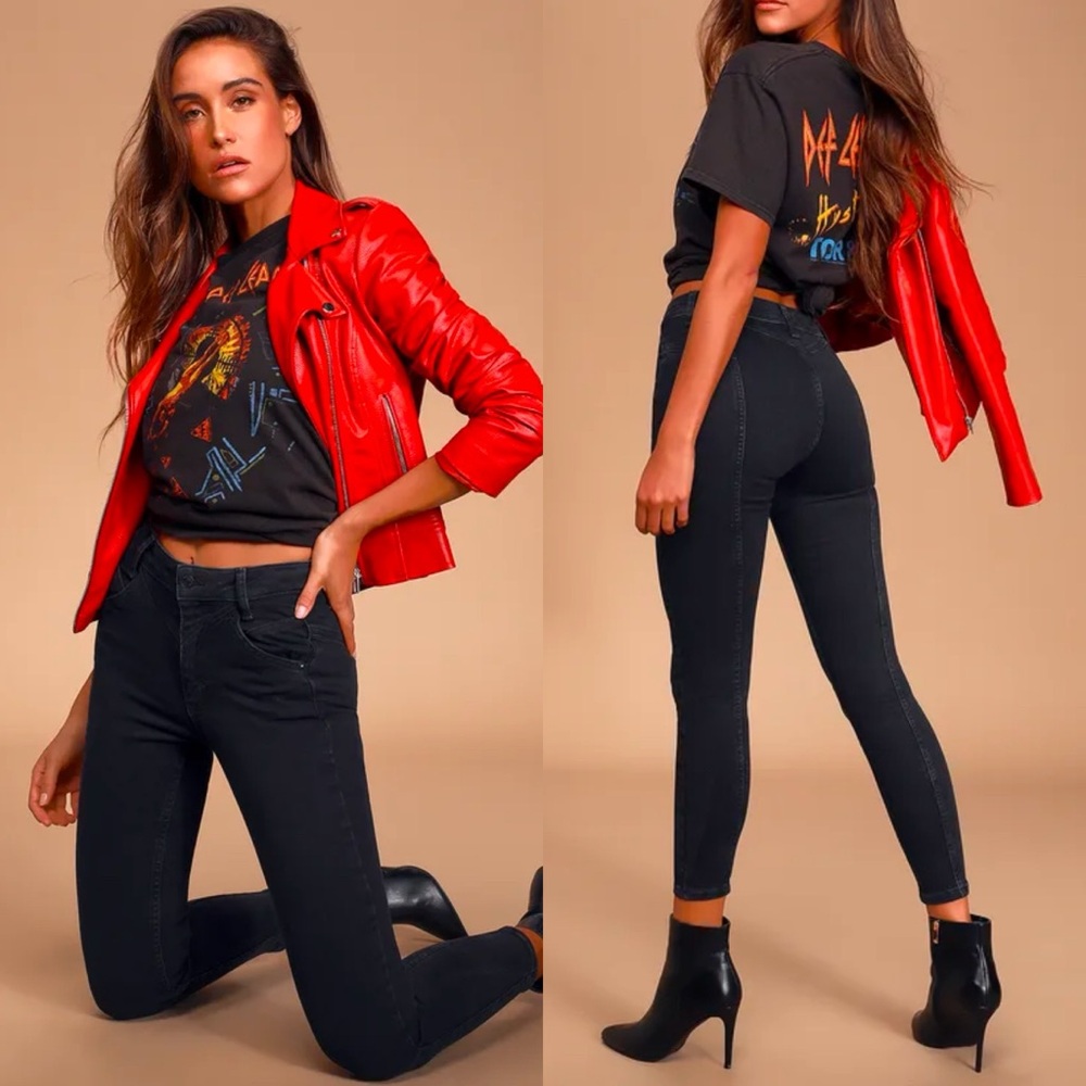 Free People Riley Seamed Skinny Jeans in Black